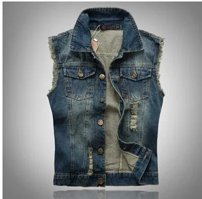 Gilet da uomo Jean Classico vintage senza maniche Moda casual Bandiera Denim Blue Jeans Cappotti Abbigliamento uomo Autunno Estate Top Gilet sottile