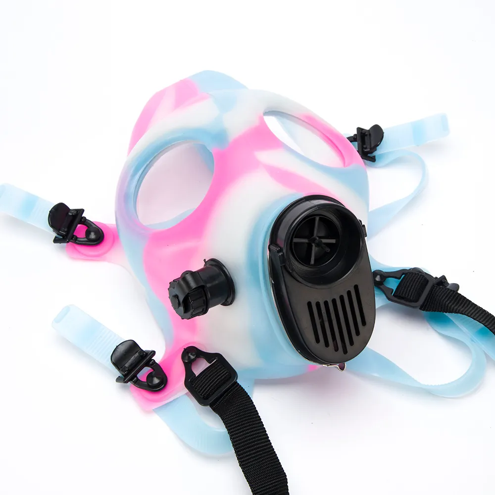 COOL! Glow in dark Mask!Factory Sales Colorful Silicon Mask Gas Mask For Glass Water Pipe For Hookah Vaporizer Filter Smoking Pipe
