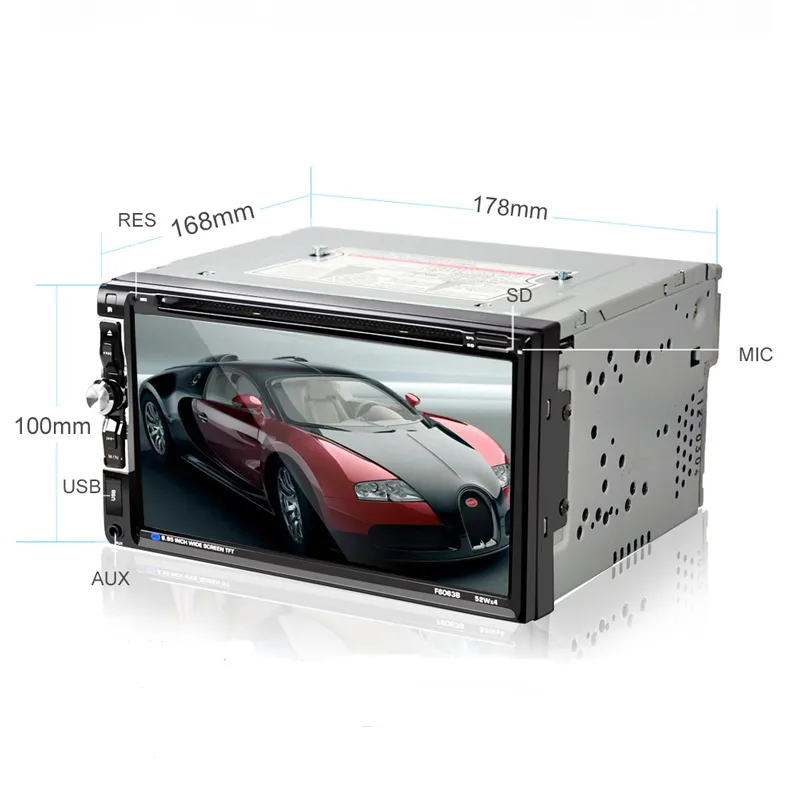 New 6.95 inch 2-DIN Car DVD In Dash FM Radio Receiver HD Touch Screen Bluetooth Audio Player with Wireless Remote Control