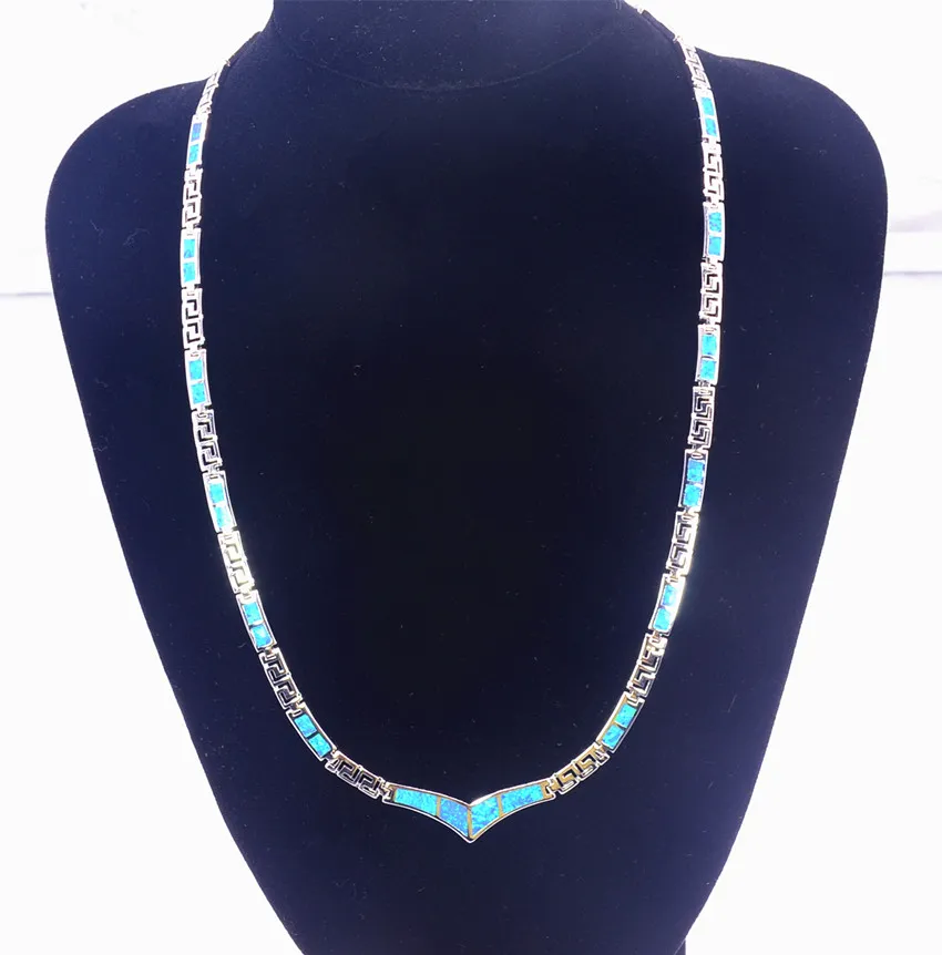 Whole Retail Fashion Jewelry Fine Blue Fire Opal Stone Necklaces For Women BRC170827013315644