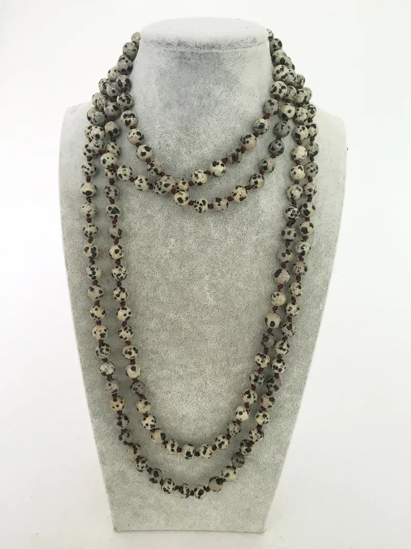 ST0319 le plus chaud collier long fait main 72 pouces collier en pierre de balmatin noué bijoux en pierre de balmatin populaires colliers Boho