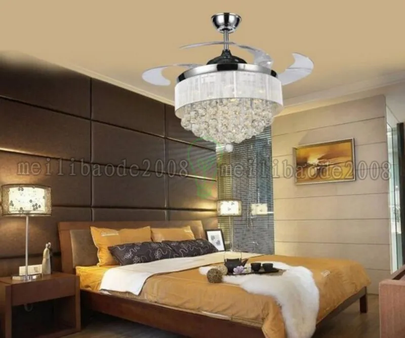 Led Ceiling Fans Light 110-240V Invisible Blades Ceiling Fans Modern Fan Lamp Living Room European Chandelier Ceiling Light 36 / 42 Inche MY