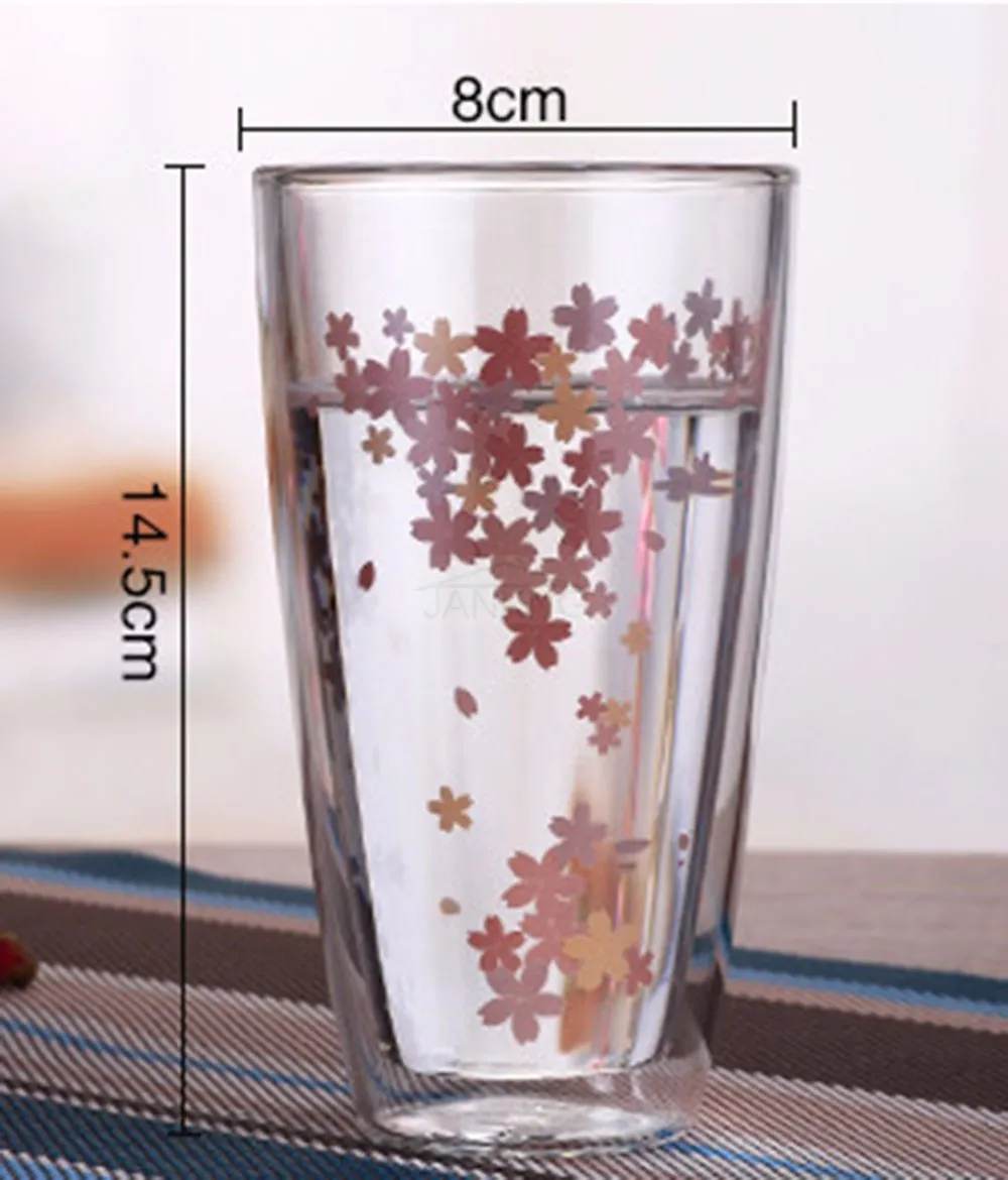 Jankng 1 st UnBreceable Silicone Flower Clear Cup Rödvin Dubbel Vägg Glas Cup Glassware Bar Travel Bottle Girls Gift