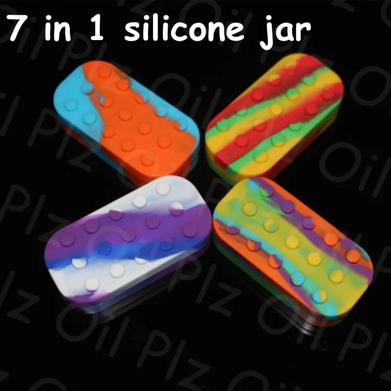 boxes wholesale big Silicone jars container 6 plus 1 silicone contianer for wax hand pipe 5240615