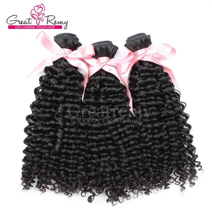 100% Brazilian Human Hair Weft Weave Straight Wavy Curly Natural Black Bleached Hair Extension Greatremy