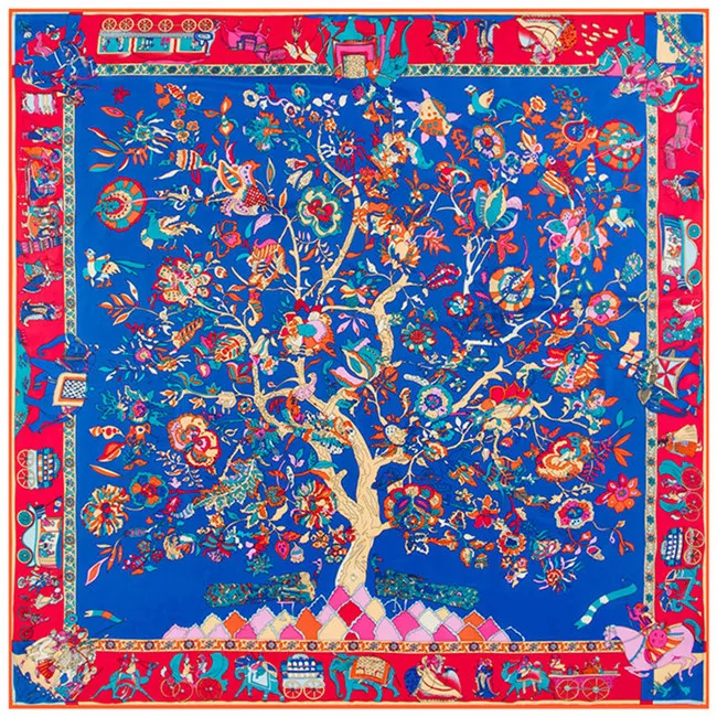 Zijde afdrukken Sjaal Kerchief Mode Sjaals Dames Dames Hoogste Grade Luftler Lange Chiffon Tree of Life Bandanna Wrap Sjaal