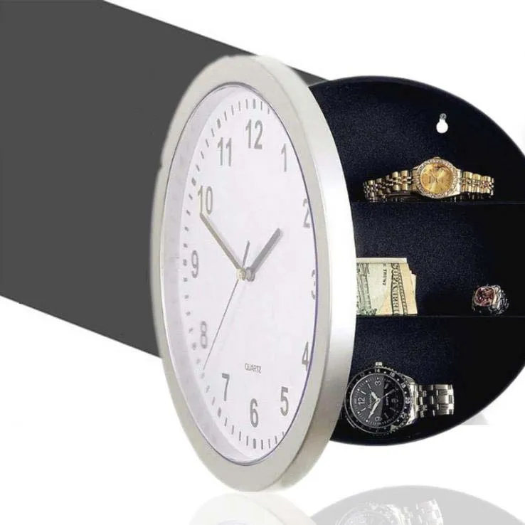 2017 New Wall Clock Hidden Secret Compartment Safe Money Stash Jewellery Stuff Storage White 10-inch 