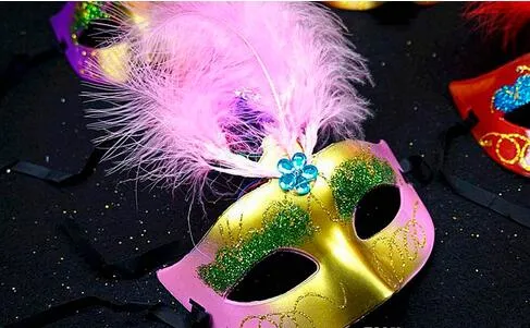 LED lights mask feather mask with light Dance Party Masks coloured drawing Venetian Mask Halloween Masquerade Masks