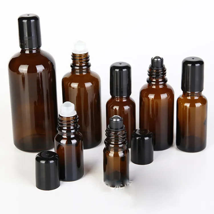 2019 nouvelle offre spéciale 30 ml ambre parfum verre rouleau bouteille huile essentielle SS rouleau boule aromathérapie bouteille 