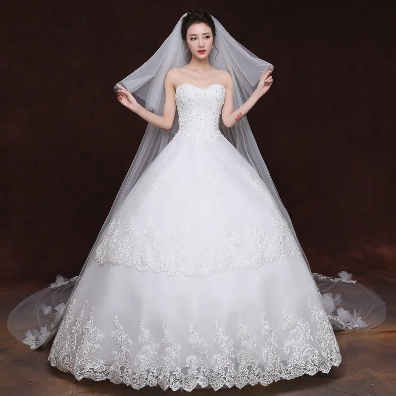 Najwyższej jakości welony ślubne Long Wedding Veils Ivory Akcesoria ślubne Soft Tulle z aplikacjami Cekiny Fantazyjne Weils Bridal