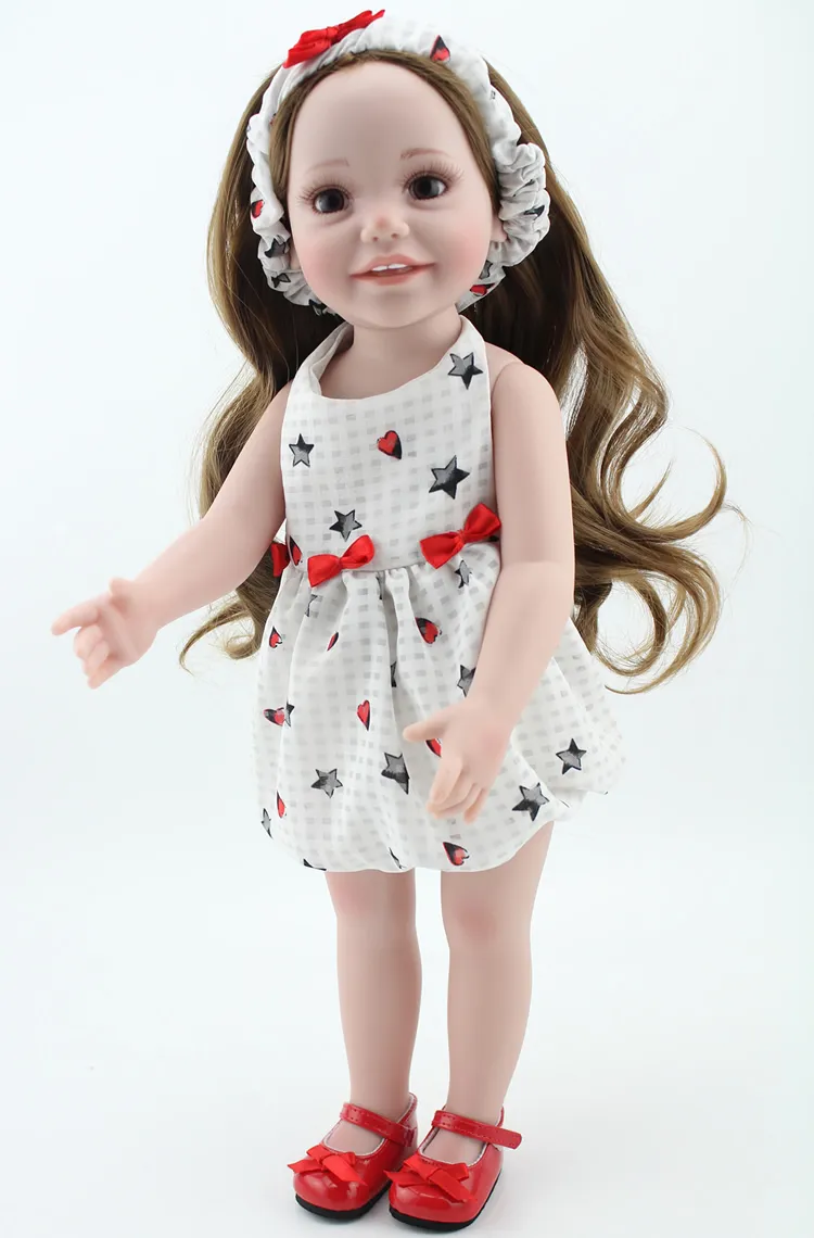 45 cm/18 Inch American Girl Doll Handmade Soft Plastic Reborn Baby Toys Dolls for Kid's Gifts