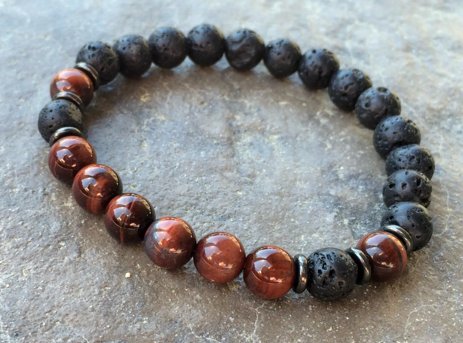 SN1083 Natural Men's Lava Red Tiger Eye Bracelet New Design Yoga Mala Beads Bracelet Buddhist Meditation Chakra Jewelry209i