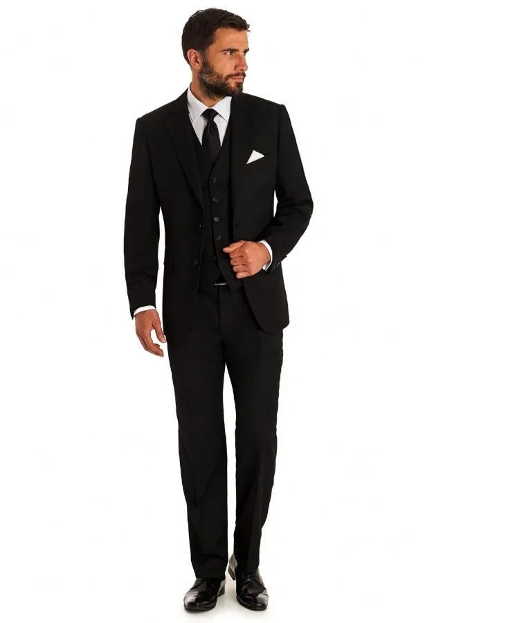 Sıcak satmak Erkekler Düğün vesilesiyle Özel Damat Smokin Slim Fit Yeni Varış Ceket + Pantolon + Yelek üç parçalı