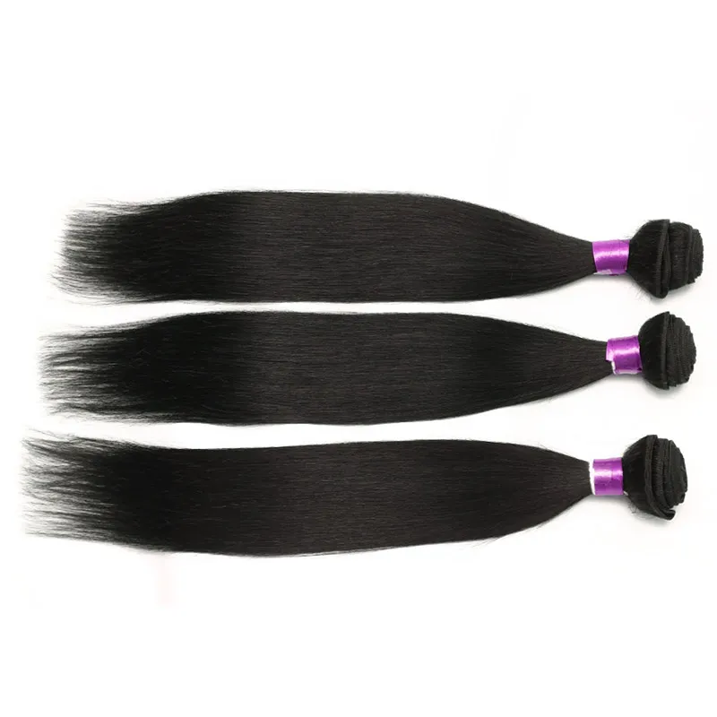 Capelli umani brasiliani lisci 3 pacchi 100gpcs nero naturale 8A capelli lisci brasiliani tessuti umani capelli umani brasiliani Extens62959778