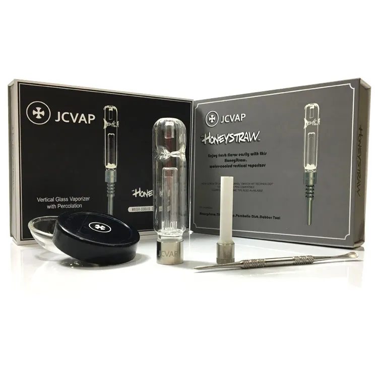 Jcvap honeystraw kit de tubo de vidro titânio prego quartzo ou cerâmica ponta mini tubo de vidro plataforma petrolífera kit honeystraw concentrado tubos de fumo