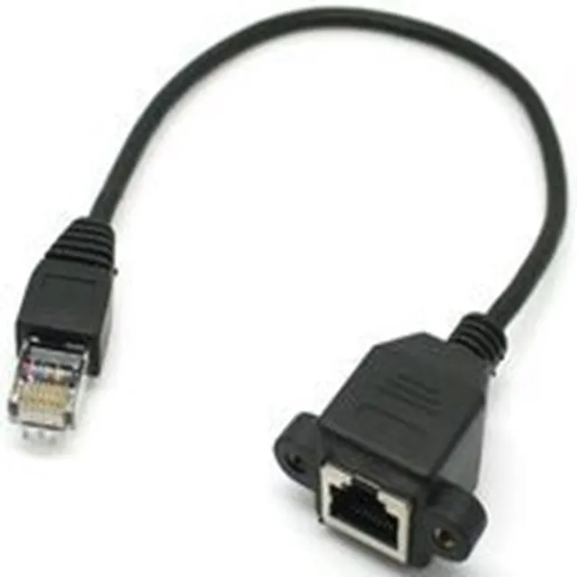 Совершенно новый CAT5 RJ45 мужчина для женщин Ethernet LAN Удлинитель сети с винтовой панелью Установка 60см