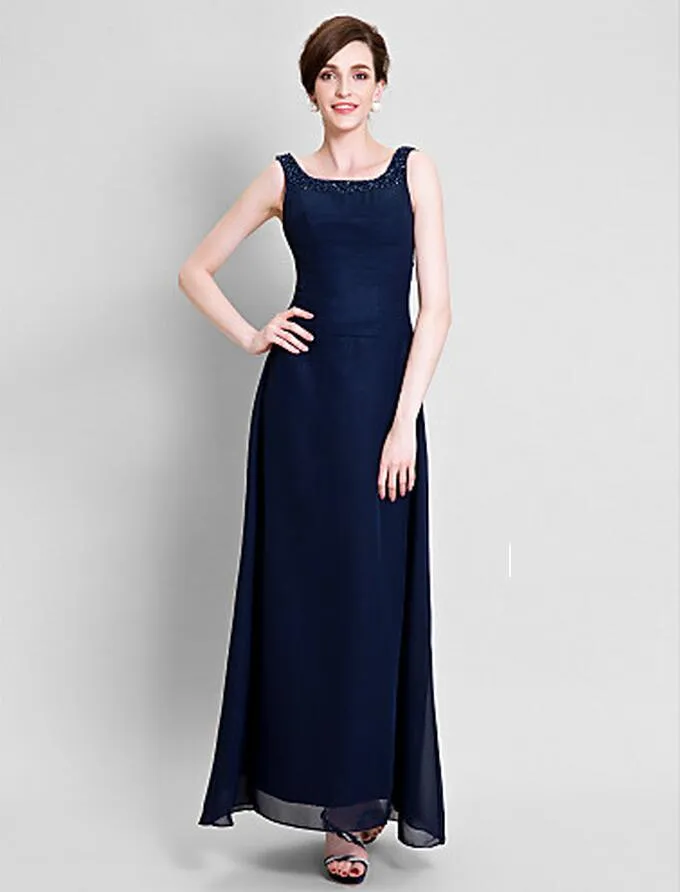 New Mother's Dresses Chiffon 3/4 Long Sleeve Jacket Scoop Mother Formal Wear Knee Length Sheath Column Short Gowns Wedding