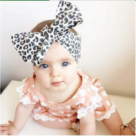 new fashion Baby Girl Leopard Print Floral Bowknot Headband Elastic Stretch Big Bow Hair Band Children Hair Accessories /