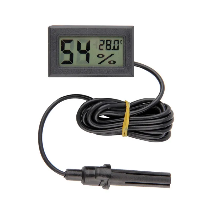 FY-12 Termometro digitale Igrometro Mini Display LCD nero portatile Misuratore di umidità della temperatura incorporato con cavo da 1,5 m l'industria domestica