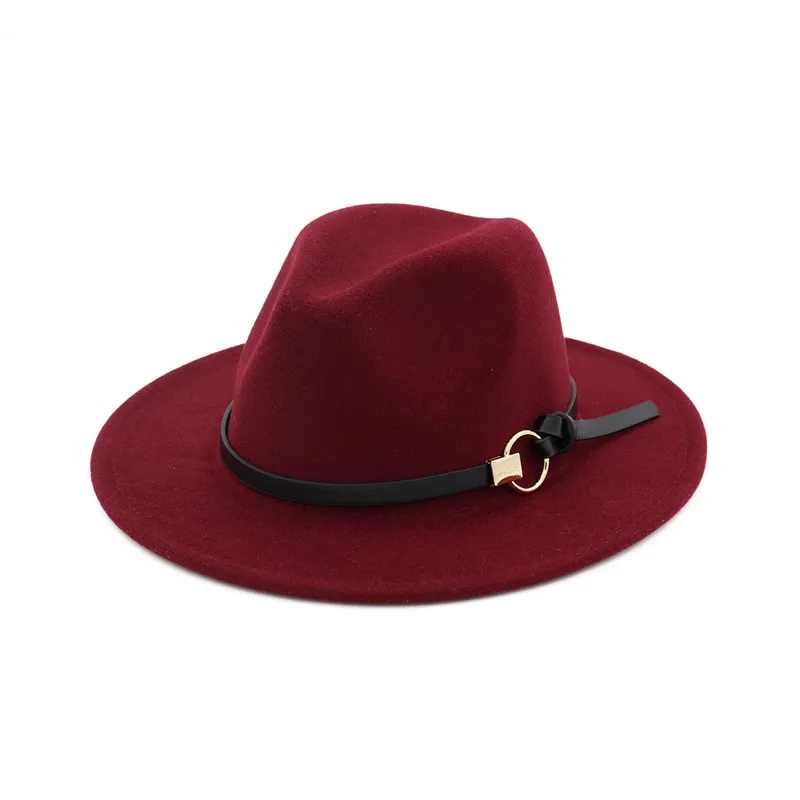 ZPLMIDE Chapeau Fedora En Feutre De Laine à Large Bord Pour Femme/homme, Chapeau D'hiver Unisexe Panama Chapeau D'église Jazz Casquette Avec Ceinture Cowboy Chapeau De Soleil, Violet, M(56/58 Cm