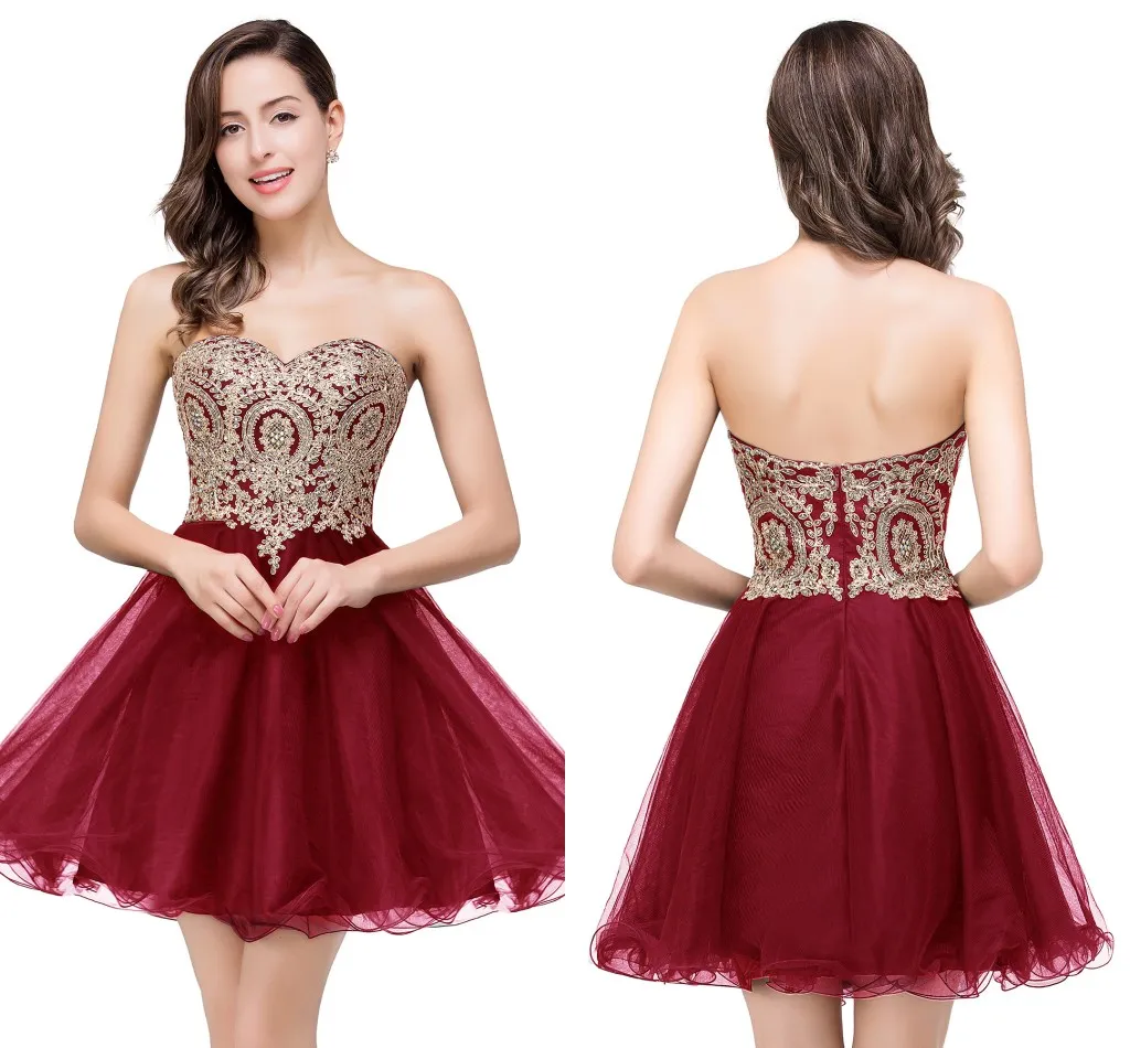 $39.9 New Cheap 7 Colors Mini Short Homecoming Dresses 2020 Little Black Lace Appliques Tulle Cocktail Burgundy Prom Party Gowns CPS411