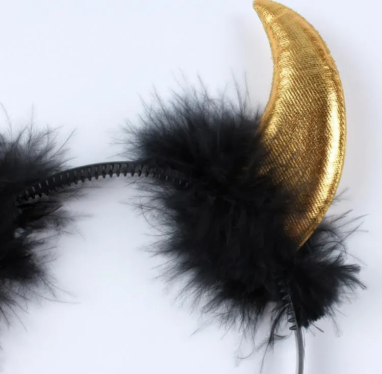 Aro de pelo de Navidad, diadema de diablo de cuerno de buey de peluche, accesorios de fiesta de Halloween, ropa para la cabeza, baile, concierto, fans, favores