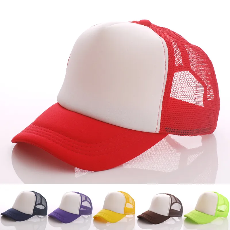 Partihandel 10st Unisex Plain Trucker Cap Mesh Back Hat Snapback Blank Baseball Cap Justerbar storlek