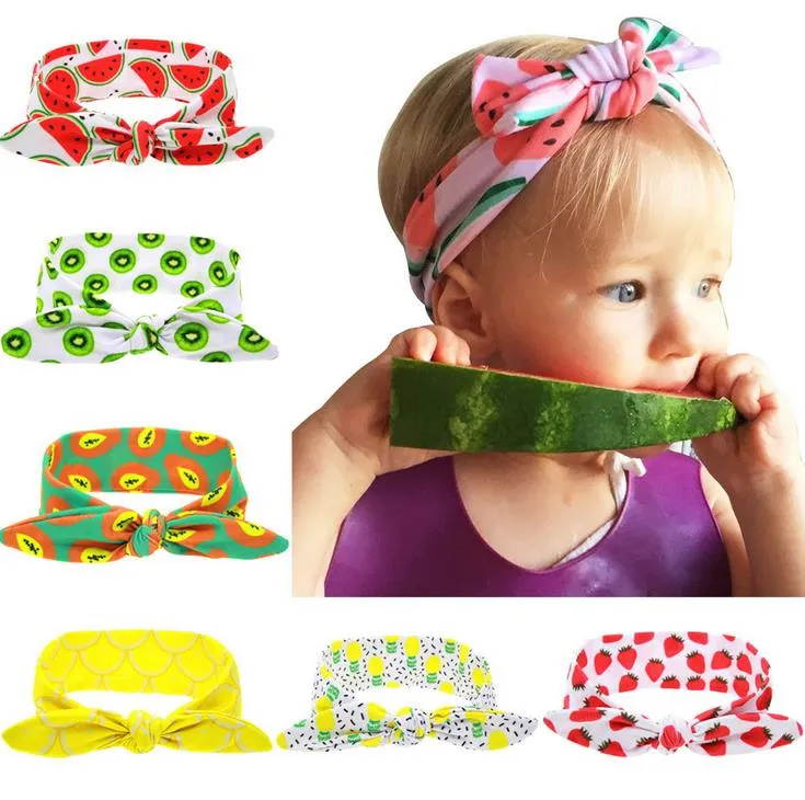 6 cores Hot Europa Moda cabeça do bebê Bandas Fruit Pattern headband bonito crianças Meninas Faixa de Cabelo melancia Headwear Crianças Cabelo Acessório