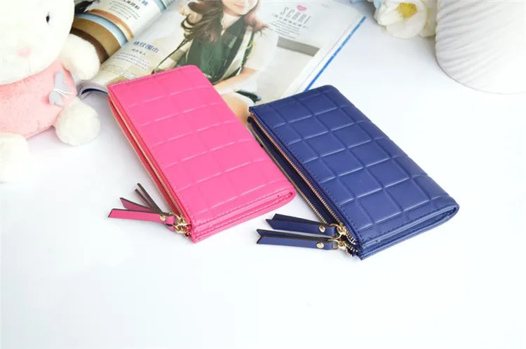 Long Wallets holders Women ladies Plaid PU Leather Bifold wallets Coin and Credit card holders packet Purses Wallets top fashion.