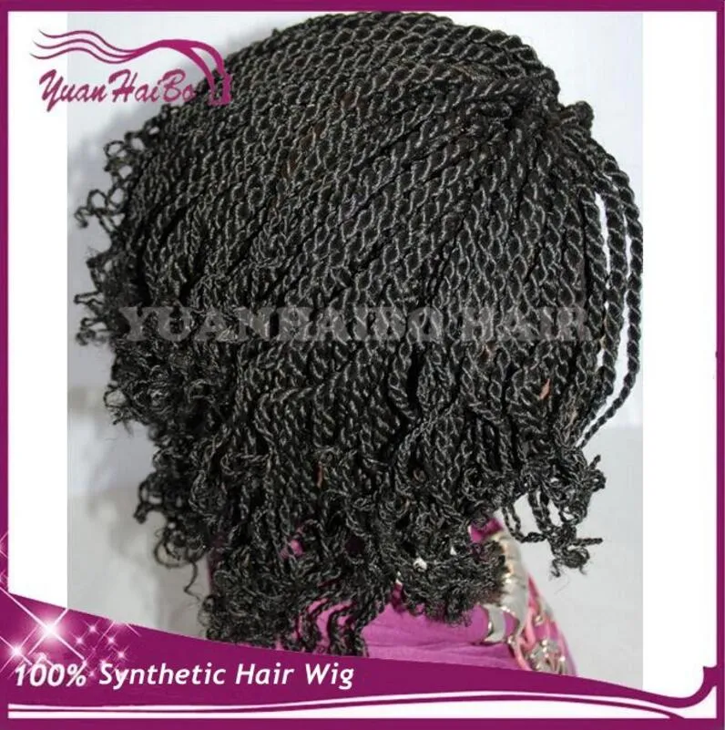 Krullend Synthetische Gevlochten Lace Front Pruik Hittebestendige Kinky Twists Volledige Handwerk Vlechten Pruiken voor Zwarte Vrouwen Express Levering