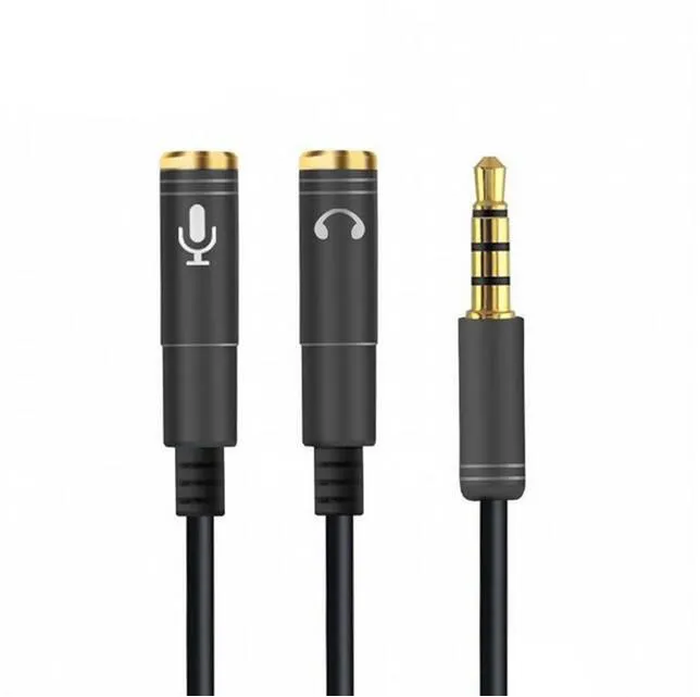 Hoge kwaliteit Laatste 2 in 1 3.5mm Audio-aansluiting op Oortelefoon en Microfoon Stereo Kabel Male Naar Female Audio Splitter Adapter Connector