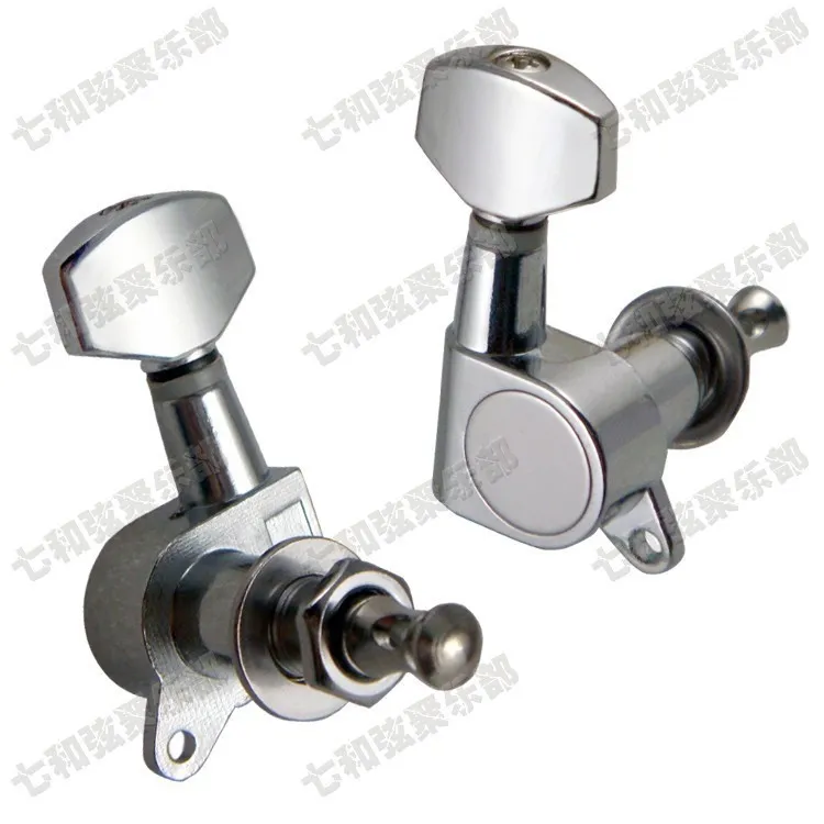 Silber 6r E -Gitarrenstrings Knopf Tuning Pegs Keys Tuner Machine Heads Gitarre Teile Musikinstrumente Zubehör1302905