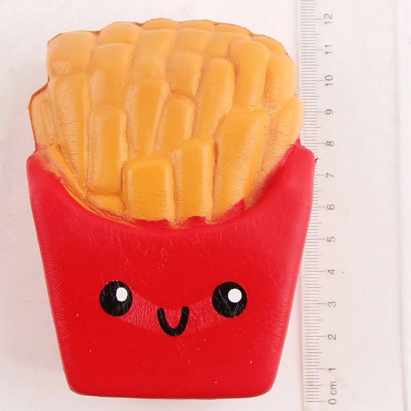 New Arrival Jumbo 12CM kawaii cute french fries Soft Scented Bread Cake squishy Slow Rising rebound decompression toys With Colorful Opp Bag