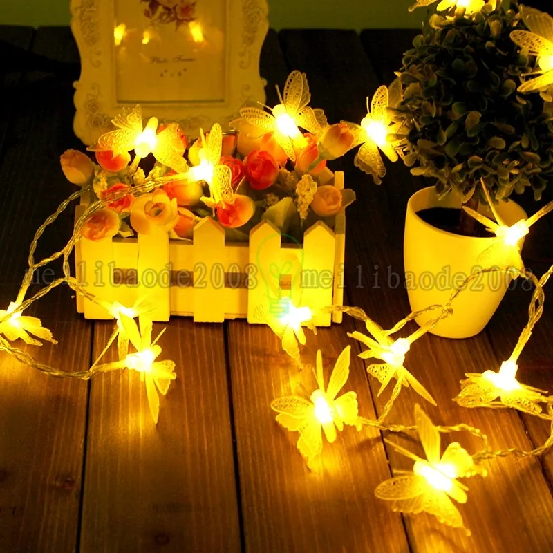 8m Latarium Światła Boże Narodzenie LED Romantic Butterfly Fairy Lights Holiday Party Home Garden Deocration Lampa Myy