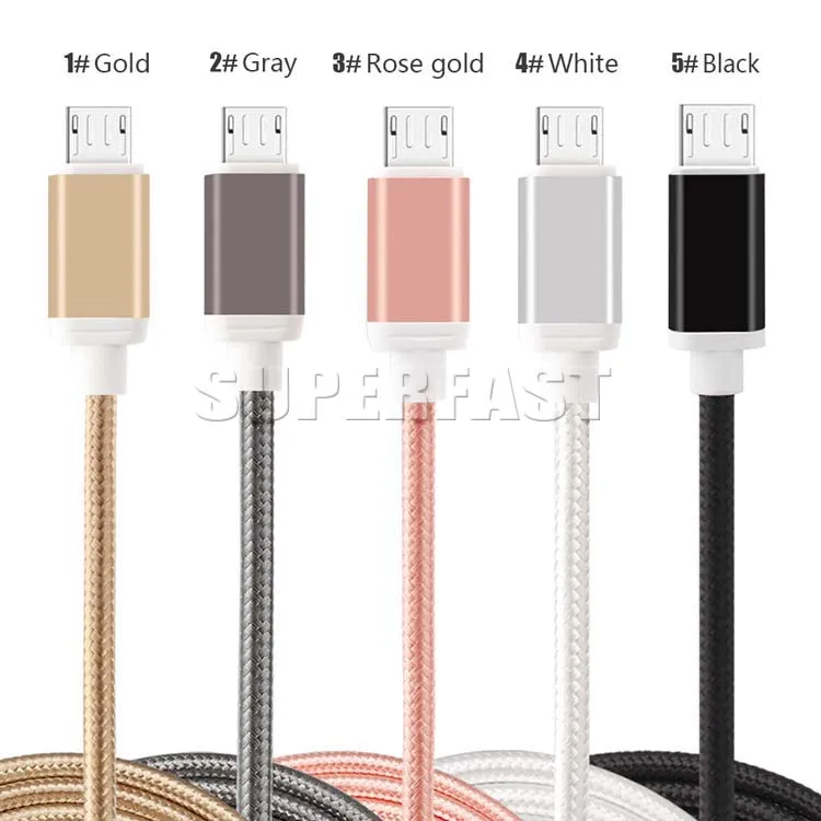 Tipo C Cabo de carregamento USB tecido trançado linha de nylon 1M/3FT 100CM Cooper sincronização de dados de alta velocidade cabo de carregamento rápido para Samsung Huawei Smart Phones 100 pçs/saco de opp