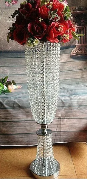 Grand support d'allée de pilier de mariage en cristal acrylique, pièce maîtresse de mariage, décoration de fête/porte-fleurs, présentoir