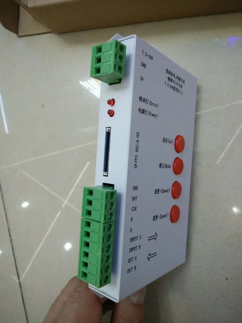 10 Pezzi T1000S Scheda SD WS2801 WS2811 WS2812B LPD6803 LED 2048 Pixel Controller DC5 ~ 24V T-1000S RGB Controller