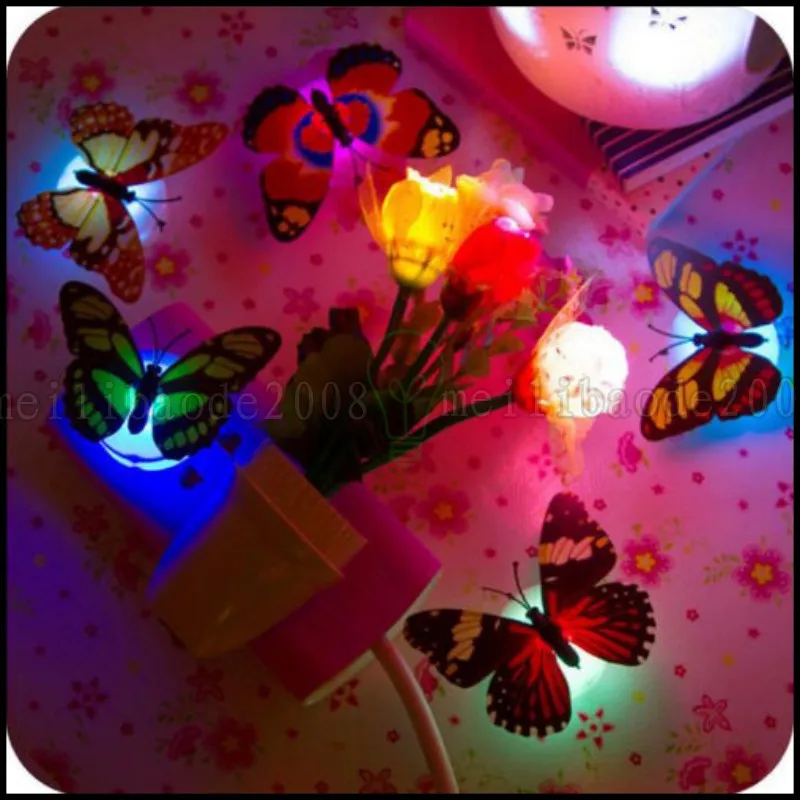 Lampada da notte a LED a farfalla colorata che cambia la decorazione della parete della scrivania della stanza della stanza della casa LLWA199