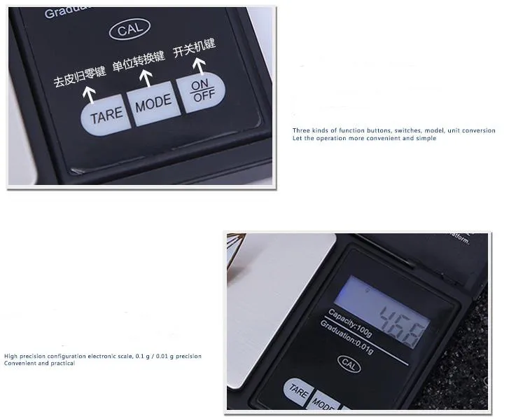 고품질 포켓 소형 디지털 방식으로 가늠자 100g x 0.01g 전자 정밀한 보석 가늠자 LED 역광선을 가진 높은 정밀도 가늠자 가늠자