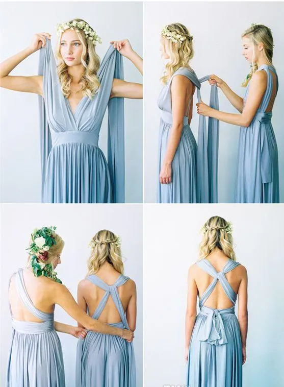 Mix&Match Convertible Dress A Line Multi 8 ways Bridesmaid Dresses Country Wedding Beach Bridal Dresses Chiffon Gowns Party Dresses Custom