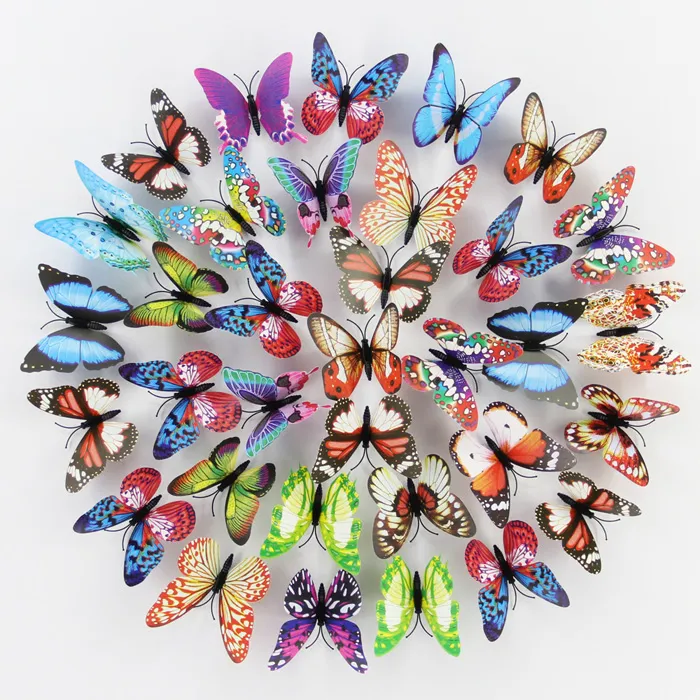 Partihandel 100st 3d Lysande fjärils väggklistermärke med magnet 10cm vinge färgglada fjärilar sovrum vardagsrum heminredning fridage dekor