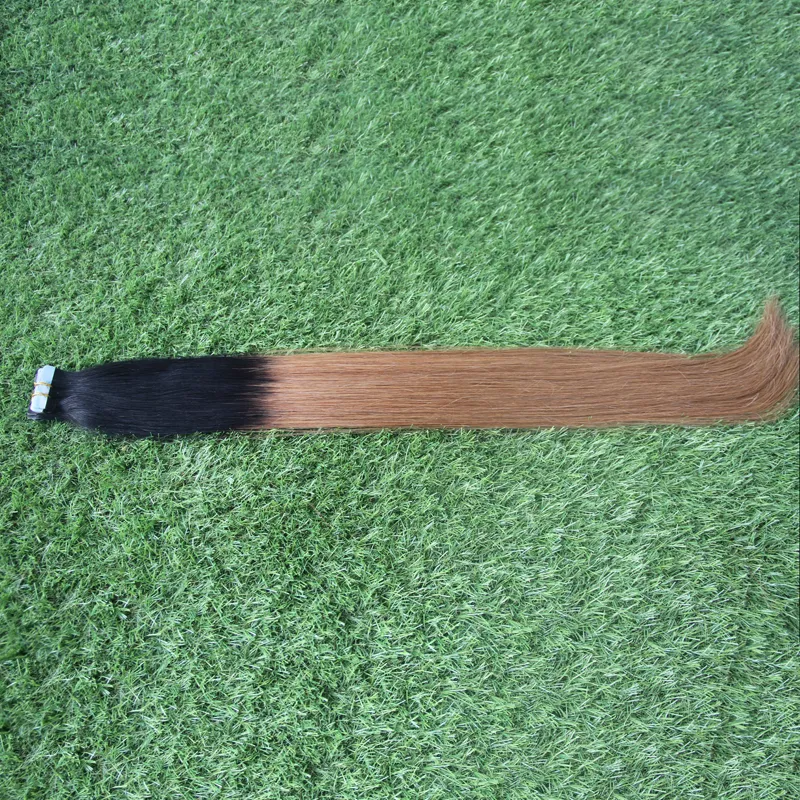 Aplicar fita adesiva de pele de pele de pele de pele ombre fita em extensões de cabelo humano 40 peças 100g fita adesiva cabelo cabelo trama # 27 dois cor tone