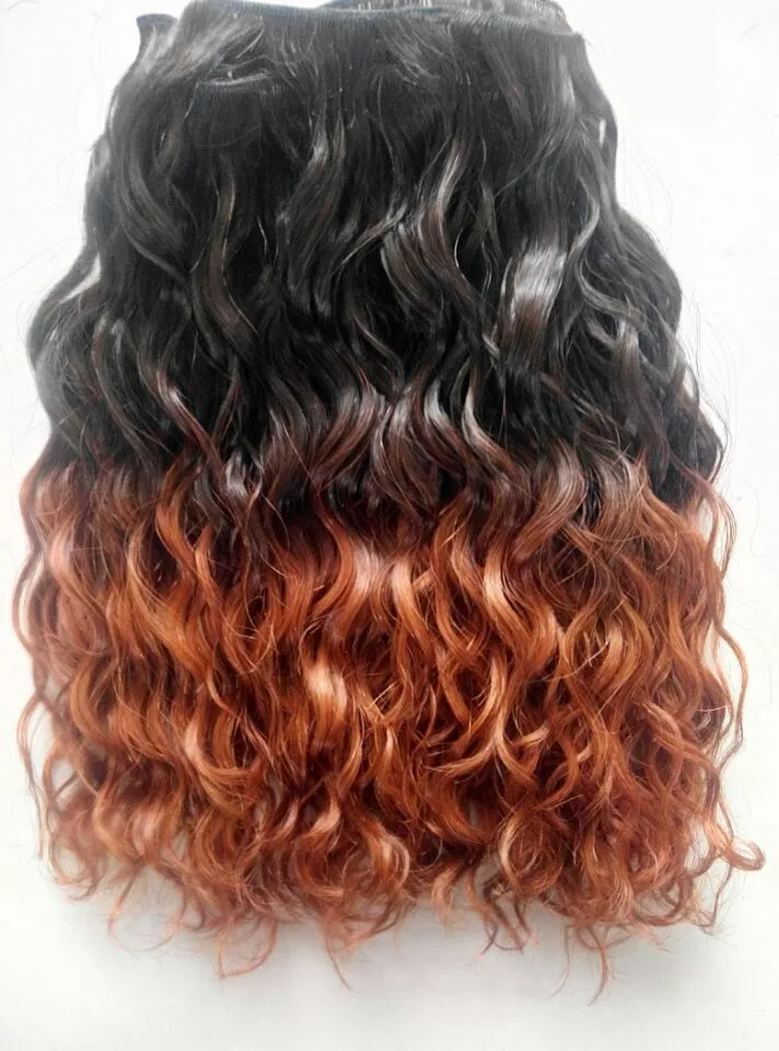 새로운 스타일 브라질 레미 T1B / 350 Hair Weft Ombre Brown Color 인간의 머리카락 확장 100g 하나의 번들 3 번들 전체 머리