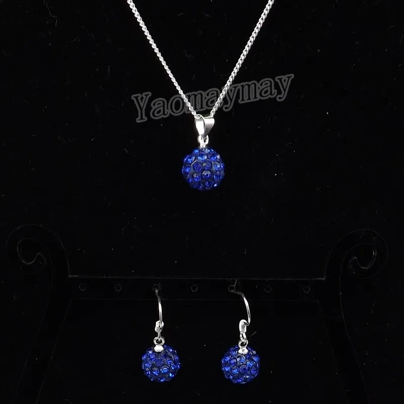 Royal Blue Disco Ball Pendentif Boucles D'oreilles Et Collier Pour Filles Strass Ensemble De Bijoux 10 Ensembles Livraison Gratuite