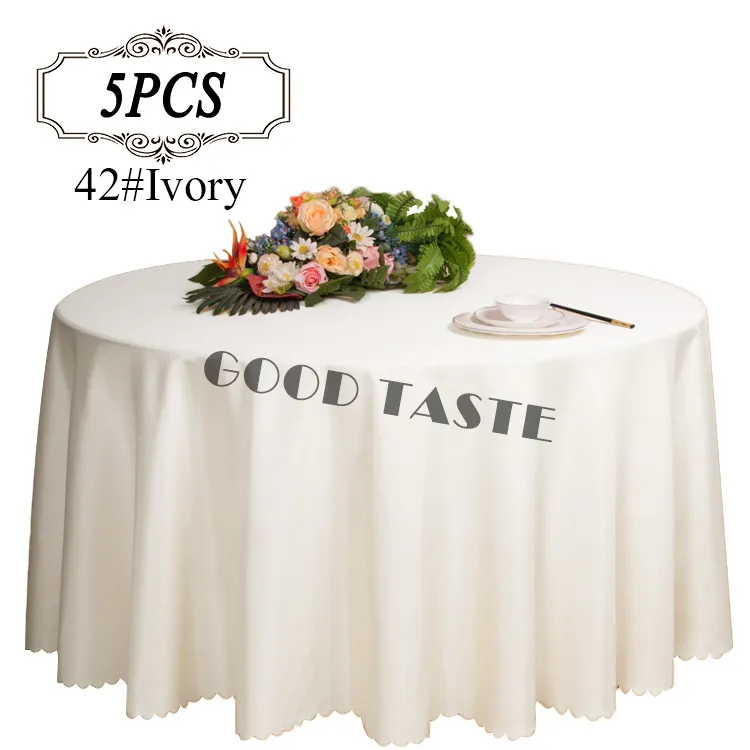 Gratis frakt 5pc Alla Storlek Vit Bröllopsborddukar / Elegant bordsduk Overlay för bröllopsinredning / polyesterhandgjorda bordsskydd