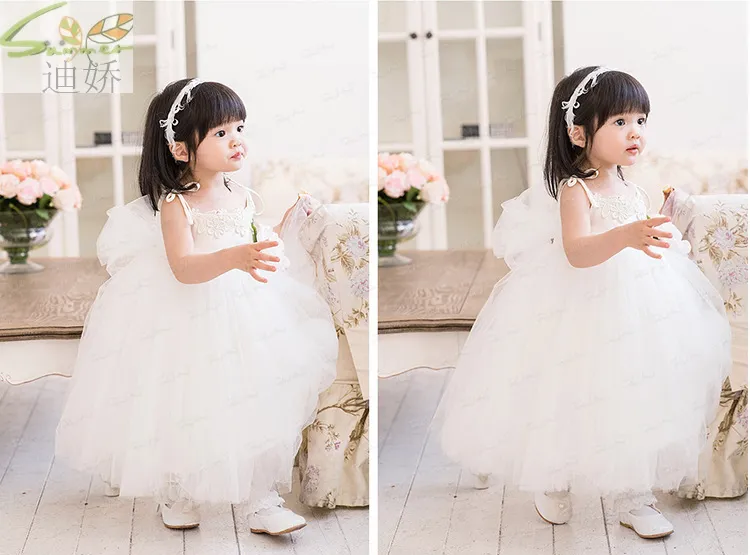 2016 New Arrival White Tulle Pretty Flower Girl Dresses Real Party Pageant Communion Baby Girl Dress Sukienka Darmowa Wysyłka