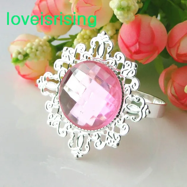 Wholesale--for U Pick-- Clear White Gem Diamond Napkin Ring Serviette Holder Wedding Dinner Bridal Shower Favor Decor