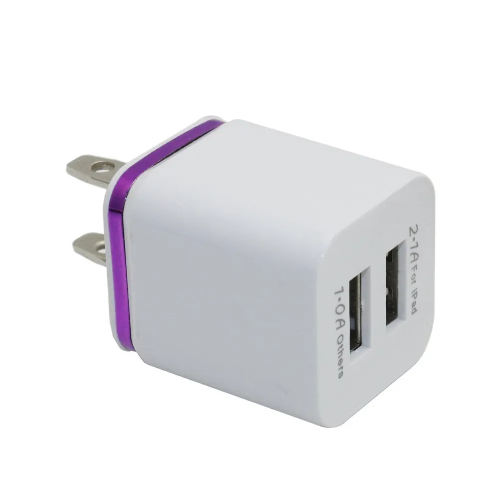 Iphone 6 / 6s Caricatore da muro doppio USB Completo 5V 2.1A 1A Adattatore da viaggio US Spina UE Adattatore di alimentazione CA 2 porte Caricatore da muro colorato DHL