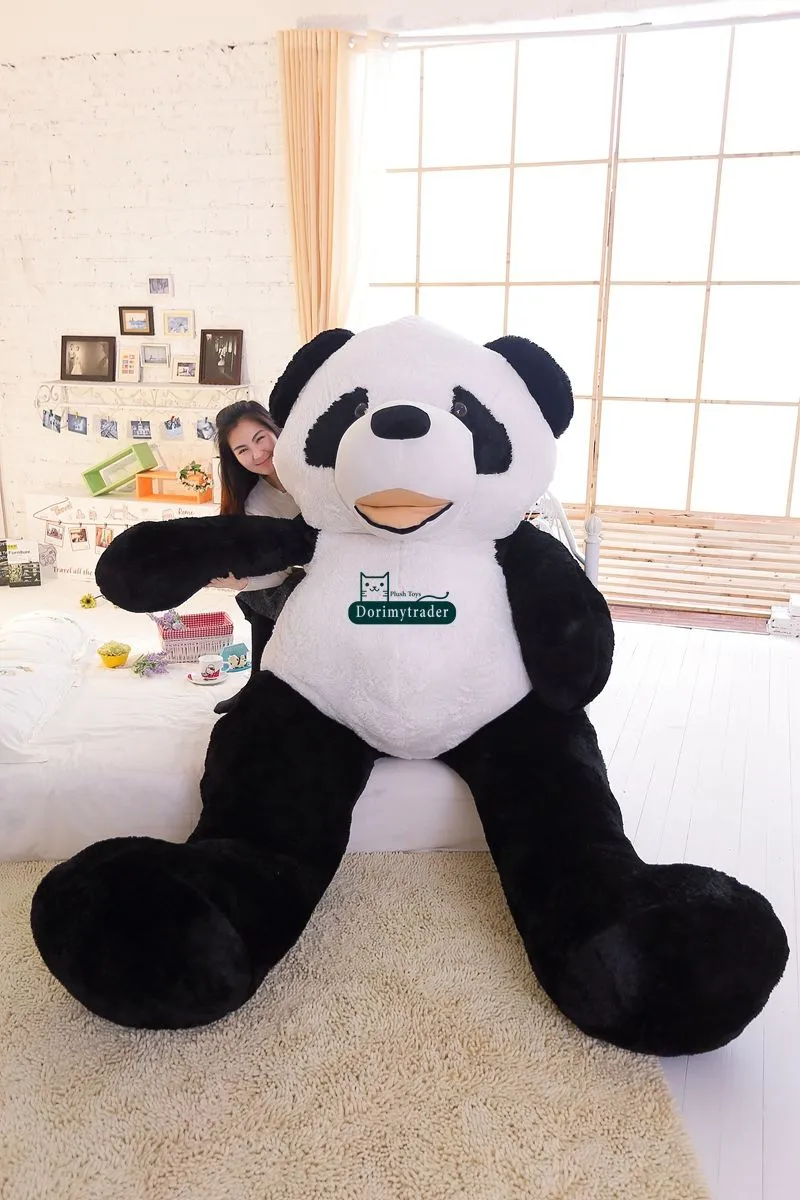 Dorimytrader Jumbo Cartoon Panda Pluszowe Zabawki Gigantyczne Uśmiechnięte Panda Faszerowane Poduszki Zabawki Zwierząt Dolls Great Prezent Dekoracji 102 cali 260 cm DY60396