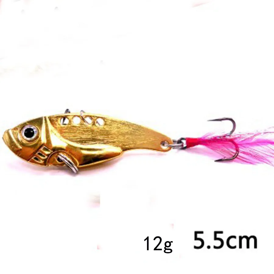 Vibration bete 6st fiske lure metall trolling sked hela jig fisket bete 55 cm 12g krokar hårt bete metallblad lures9366701